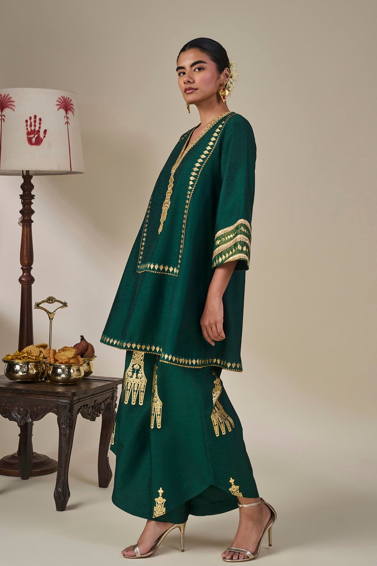 Green Kathakali Muse Tunic Set