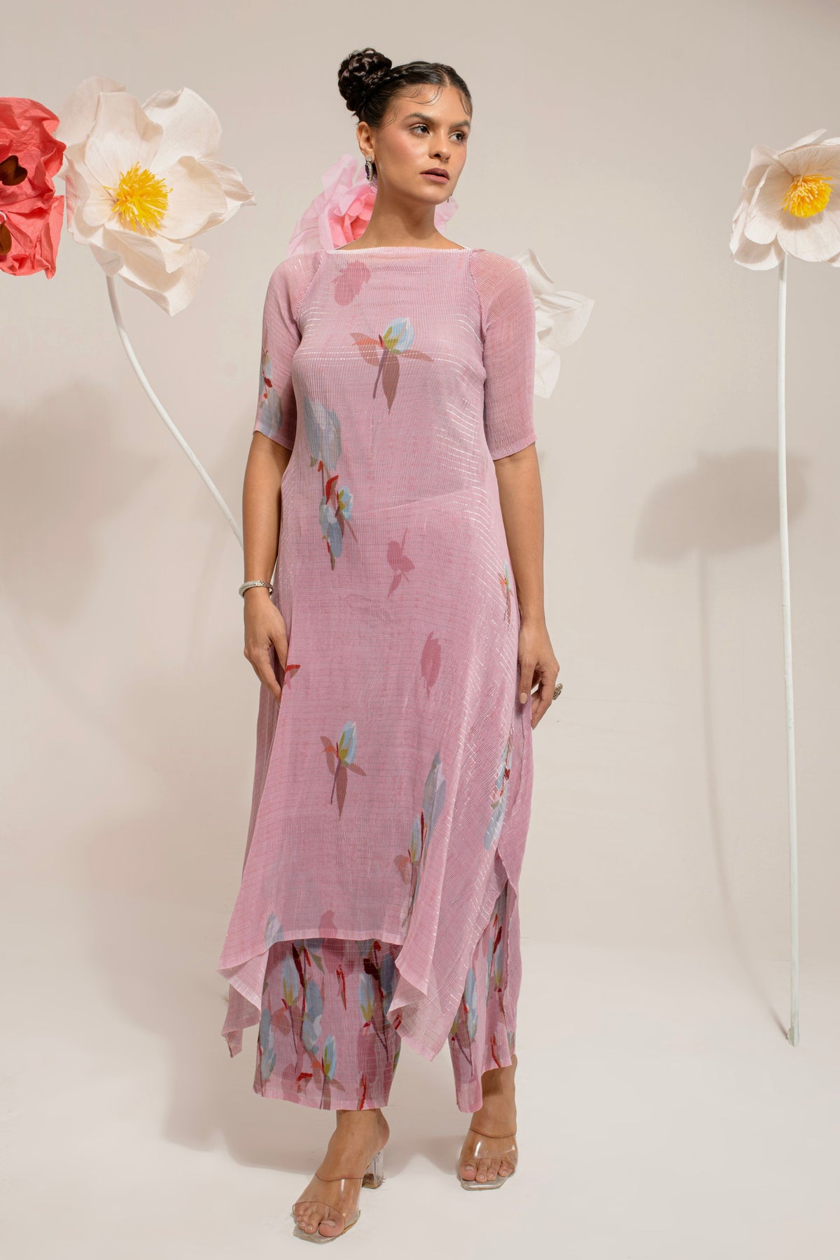 Onion Pink Lotus Tunic Set