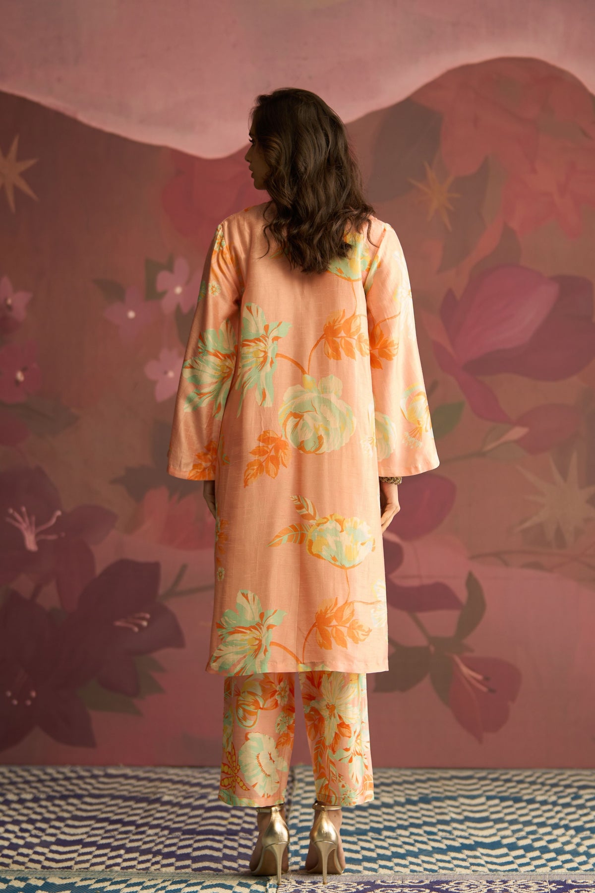 Peach Lilt Bloom Kurta Set
