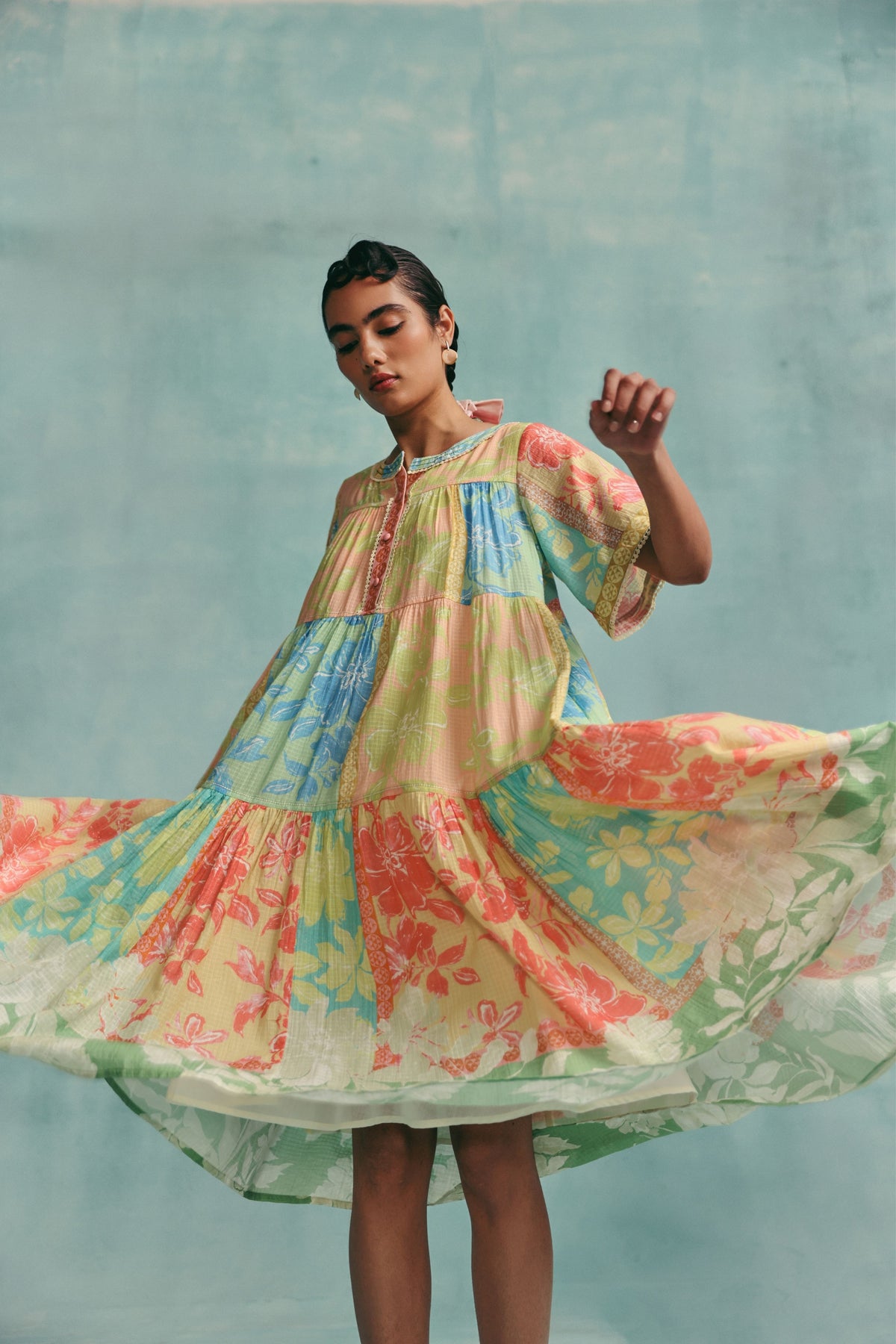 Patchwork Tiered Dress