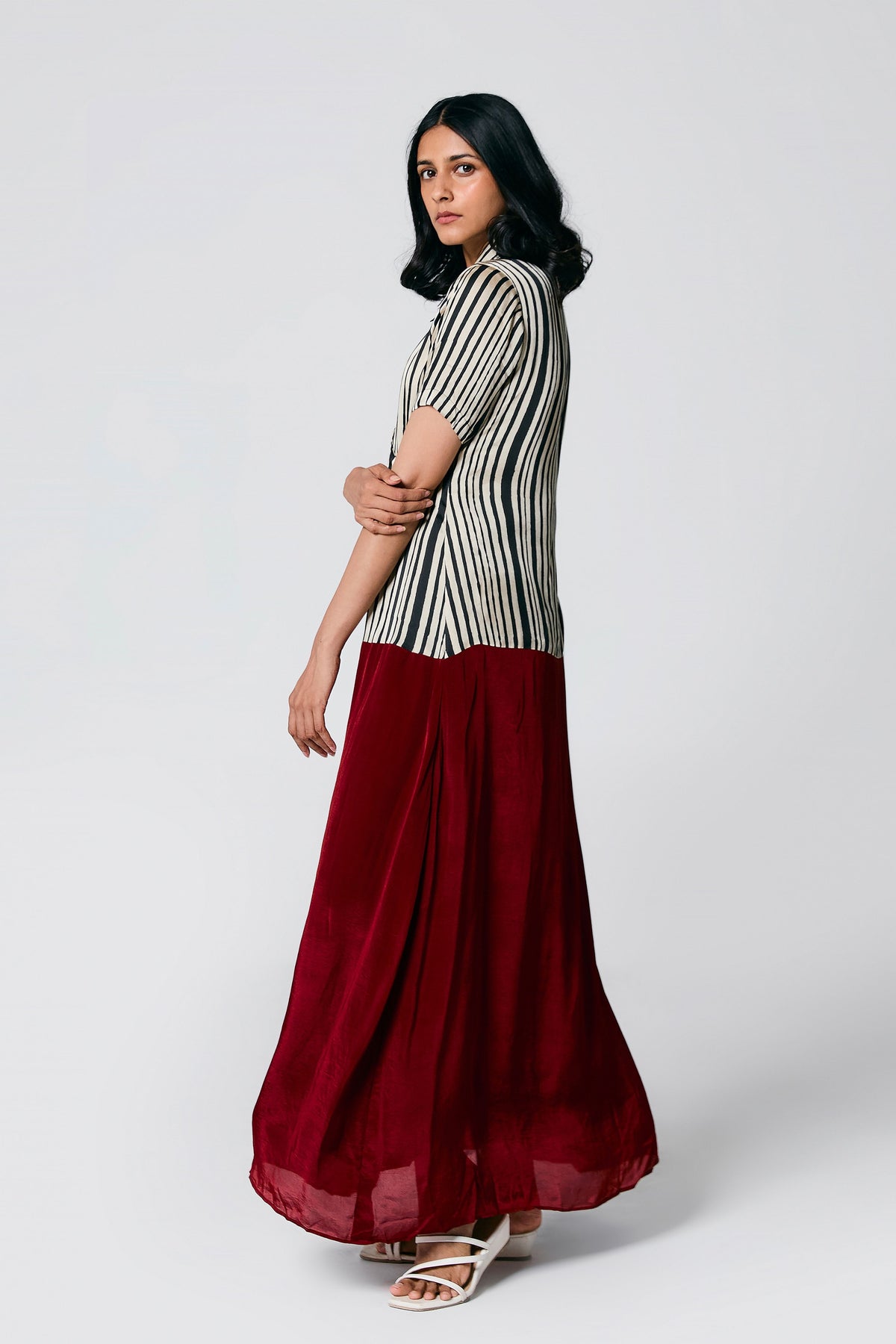 Multicolour Printed Stripes Dress