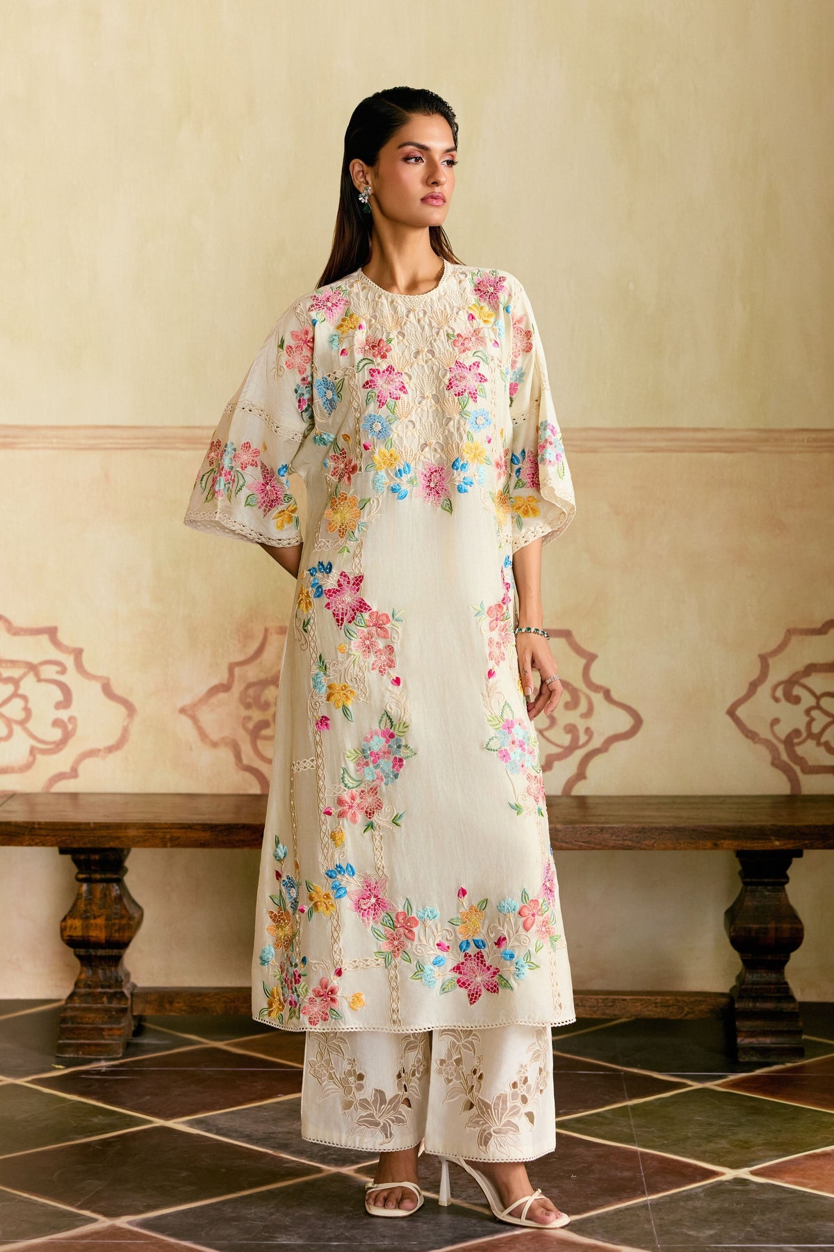 Mosaic Floral Kurta With Pants