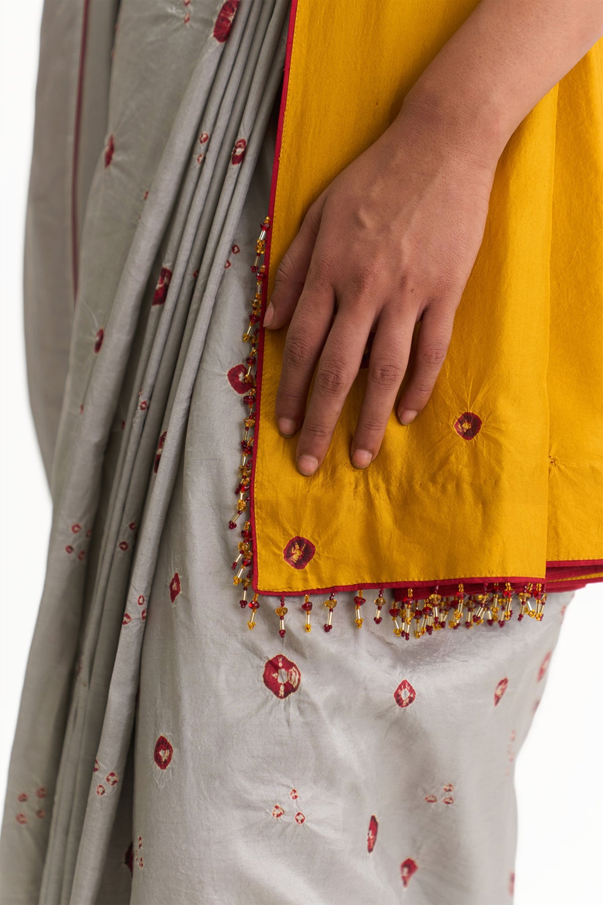Halo Grey Mustard Saree