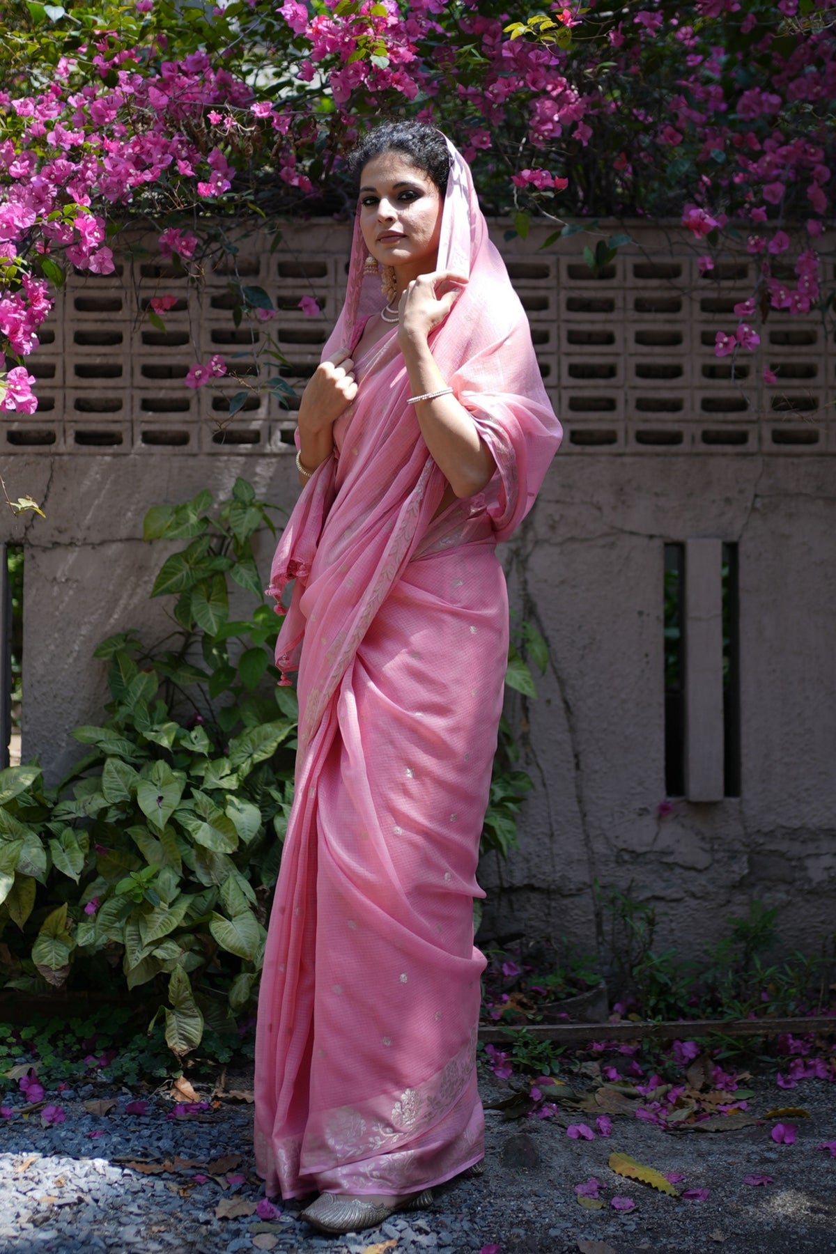 Gayatri Golden Motif Peach Saree