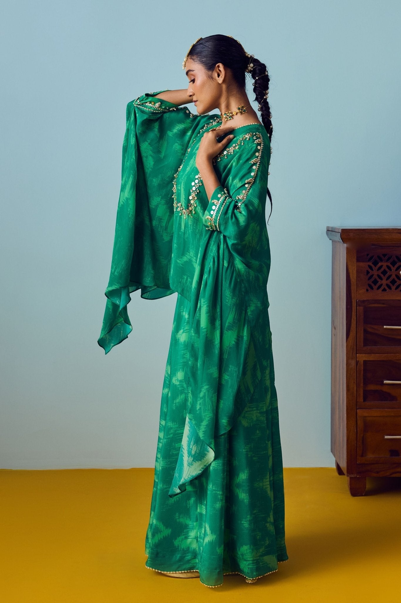 Maia Coral Green Tunic Set - Prahnaaya - Elahe