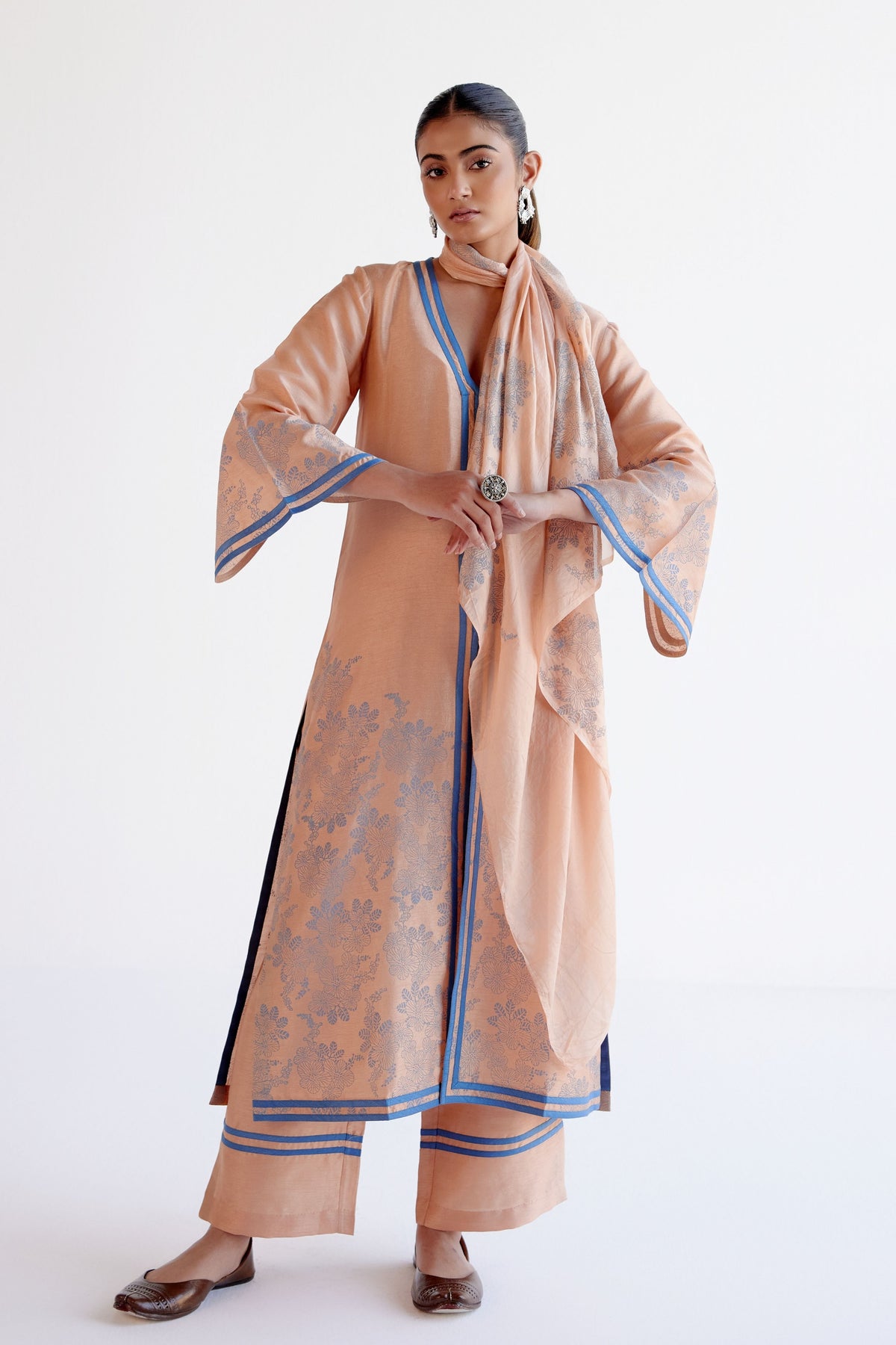 Caramel Block Print Kurta Set