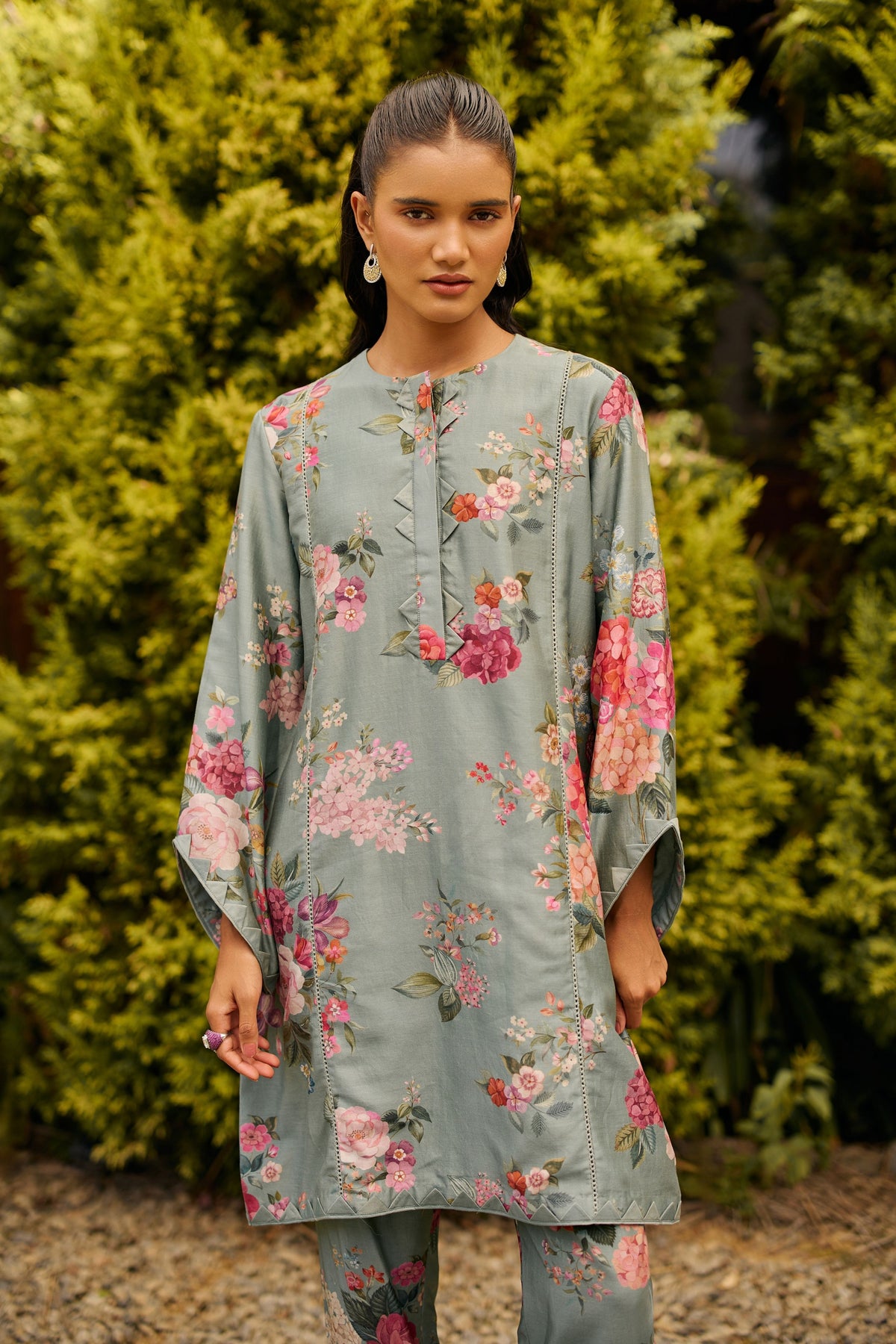 Sage Green Floral Print Kurta