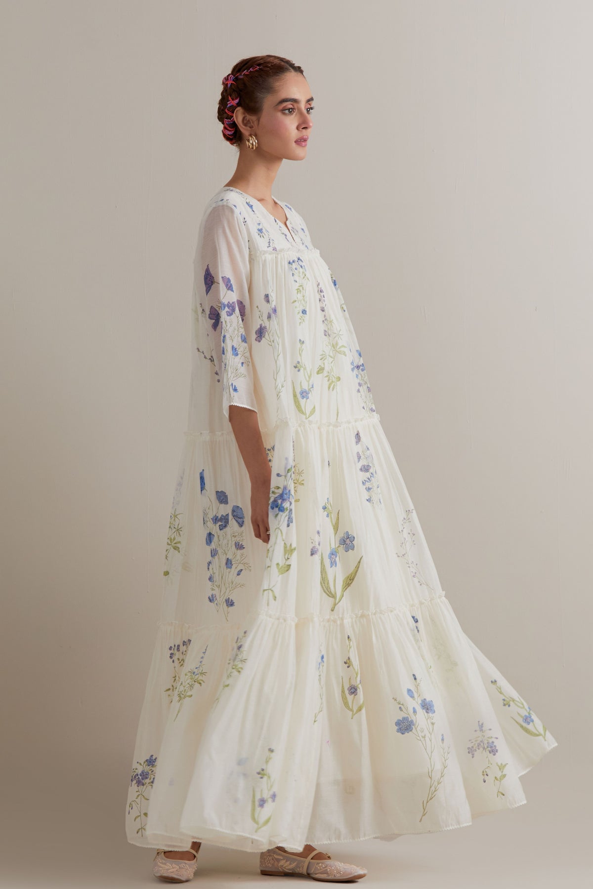 Quilted Yoke Floral Kurta Set