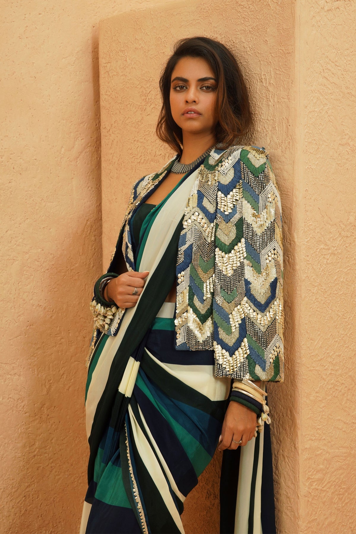 Suhana Stripe Saree Set