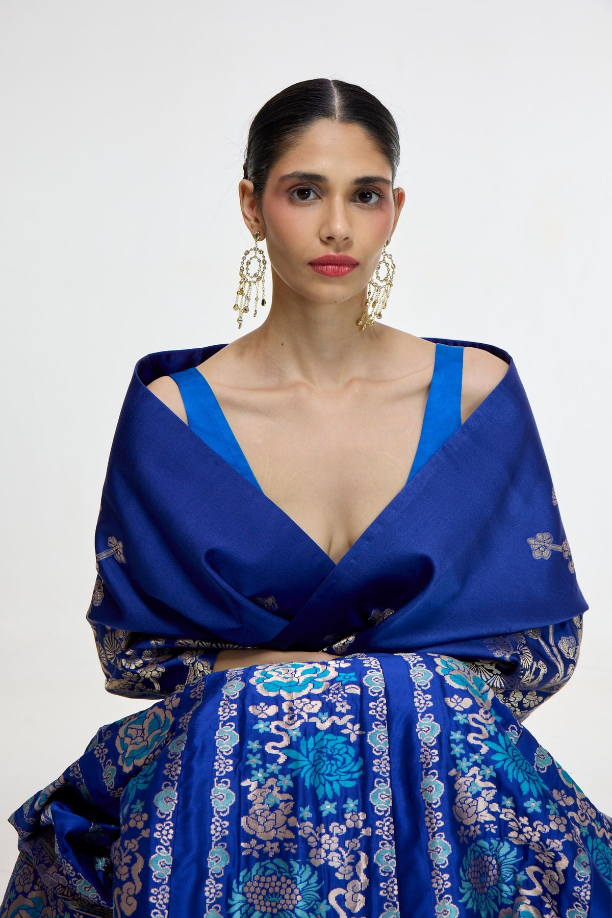 Handwoven Royal Blue Silk  Shawl