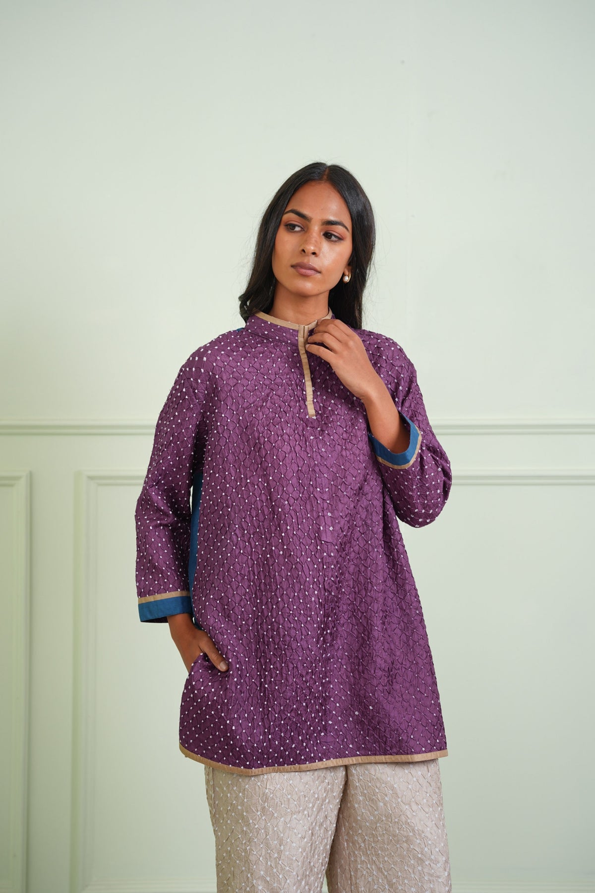 Lilac Crushed Bandhani Shirt