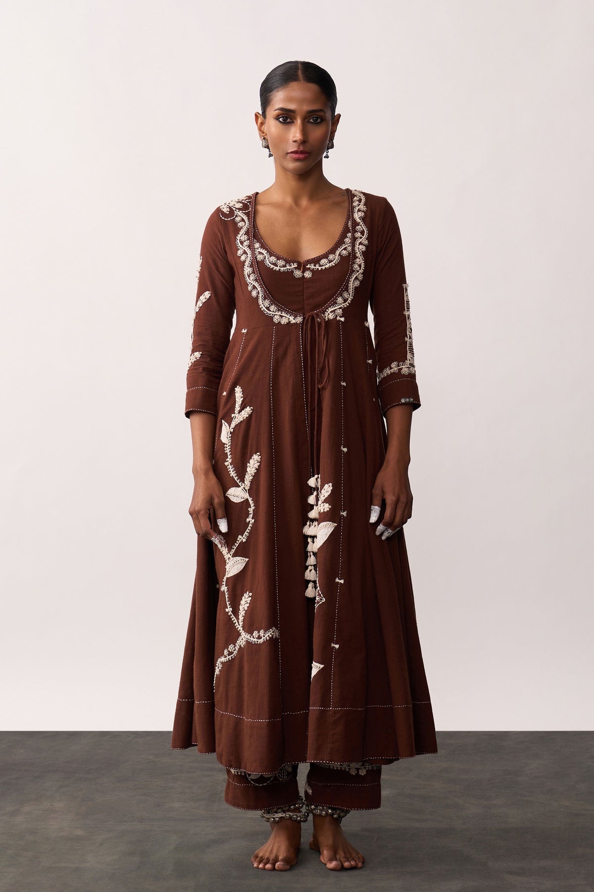Hazrat Brown Anarkali Set