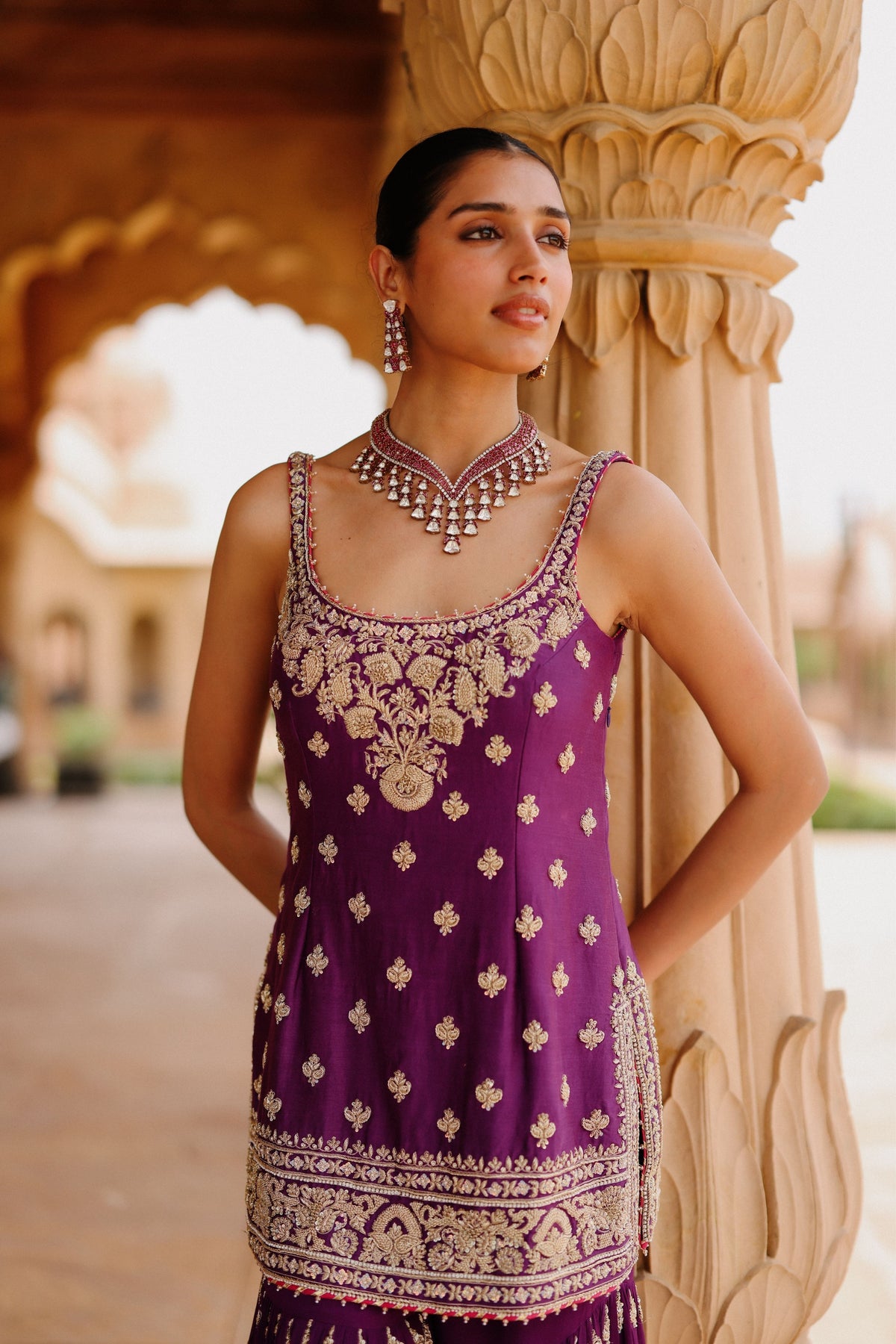 Shahbano Purple Sharara Set