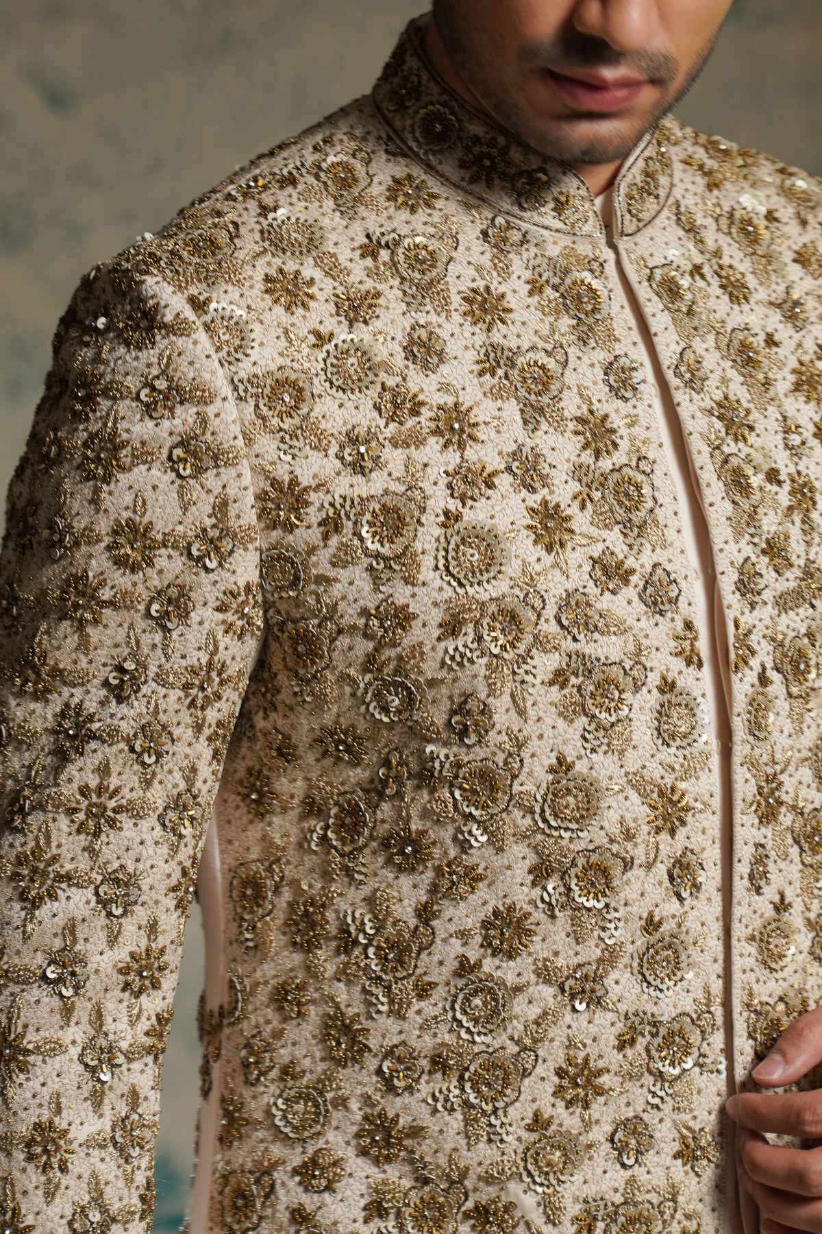 Apricot Ivory Sherwani Set