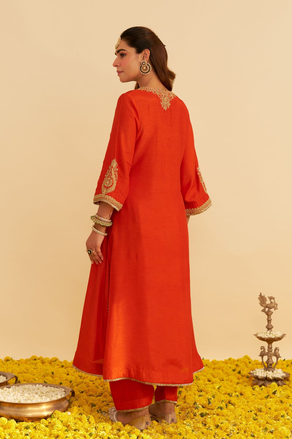 Haayat Orange Kaftan With Salwar