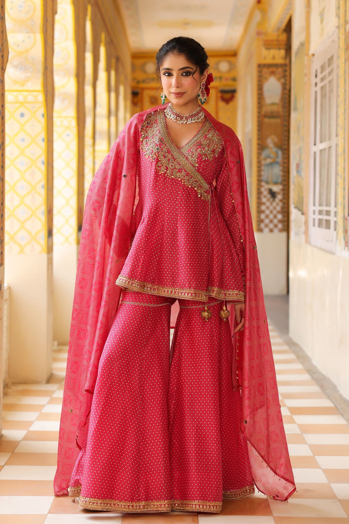Ahista Pink Angrakha Sharara Set