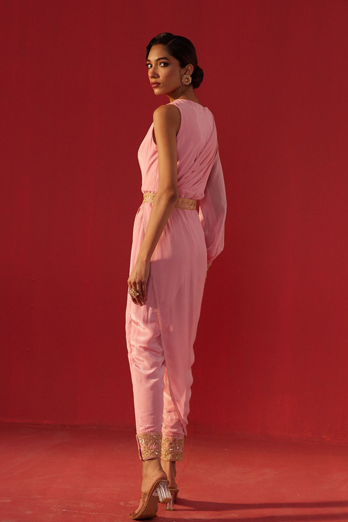 Pink Drape Style Jumpsuit