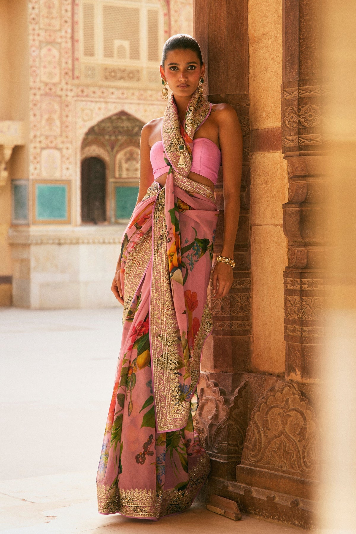 Pink Ruh Printed Saree