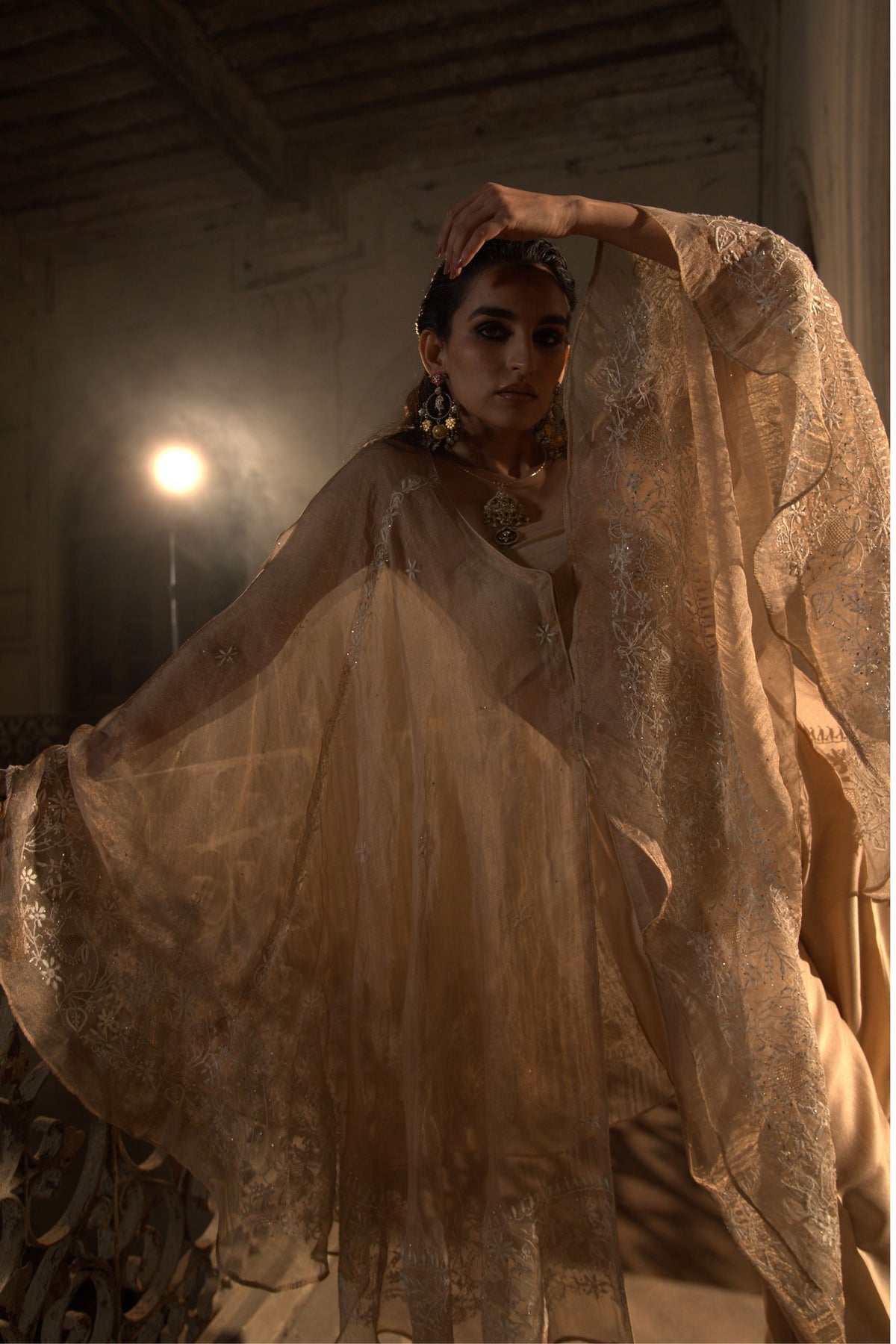 Gold Tissue Cape Set