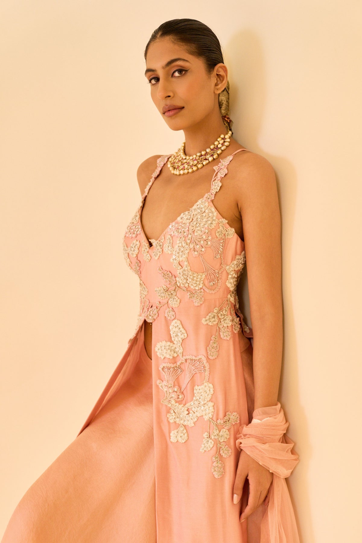 Peach Anarkali Set