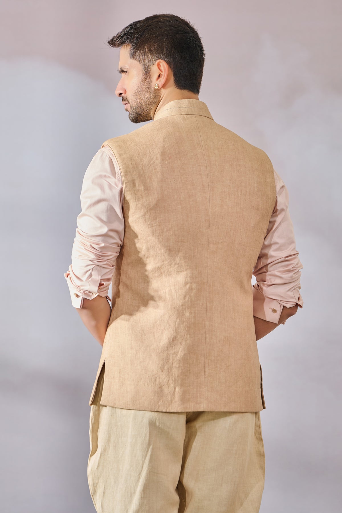 Asymmetrical Beige Waistcoat