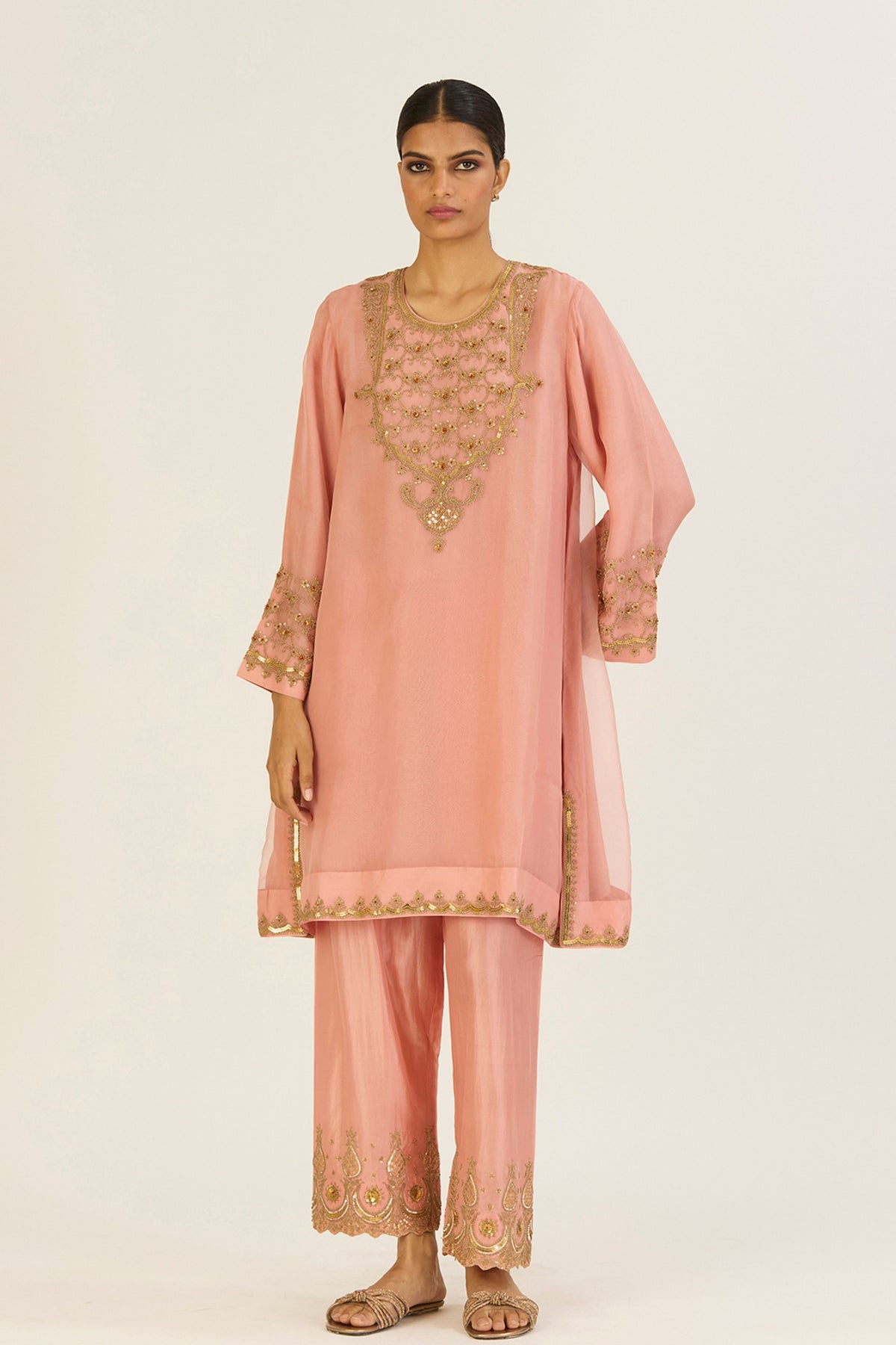 Alta Salmon Pink Kurta &amp; Pants