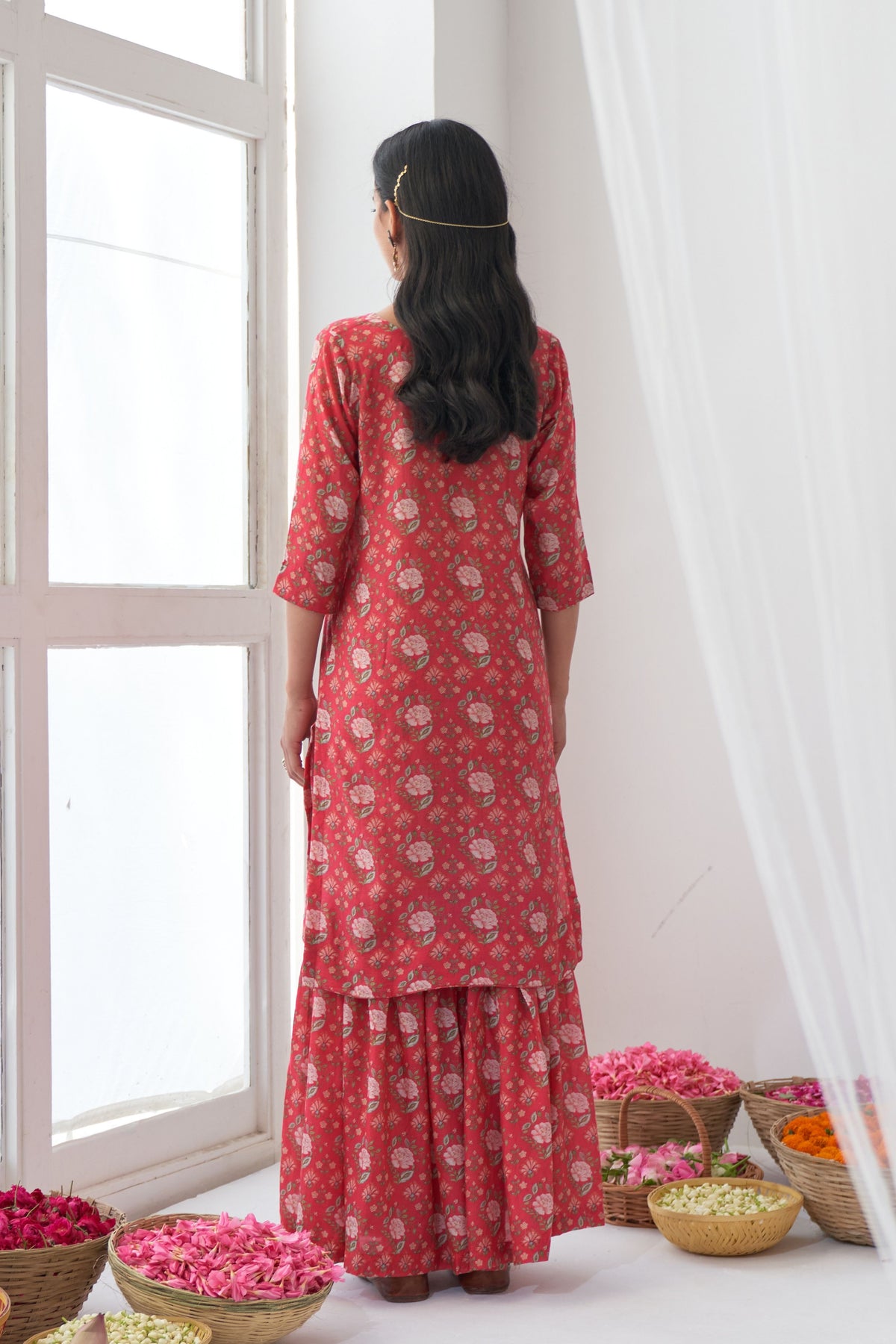 Hot Pink Peony Sharara Set