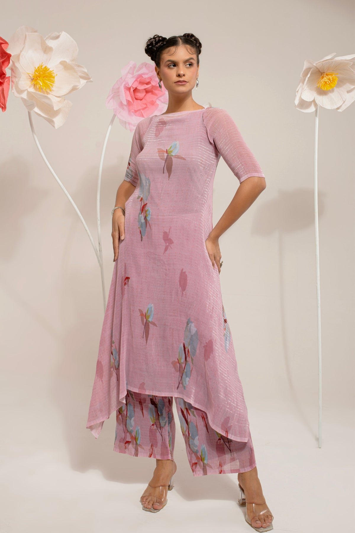 Onion Pink Lotus Tunic Set