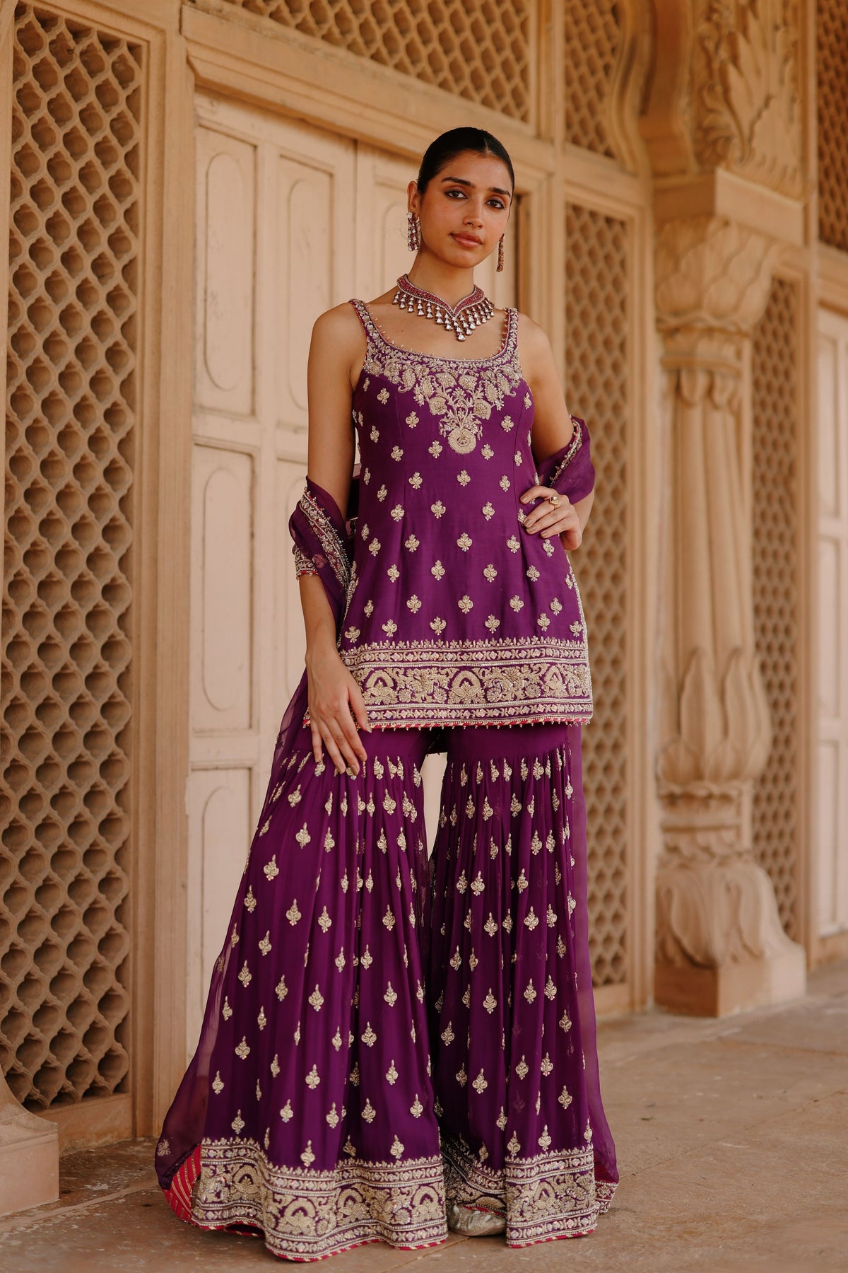 Shahbano Purple Sharara Set
