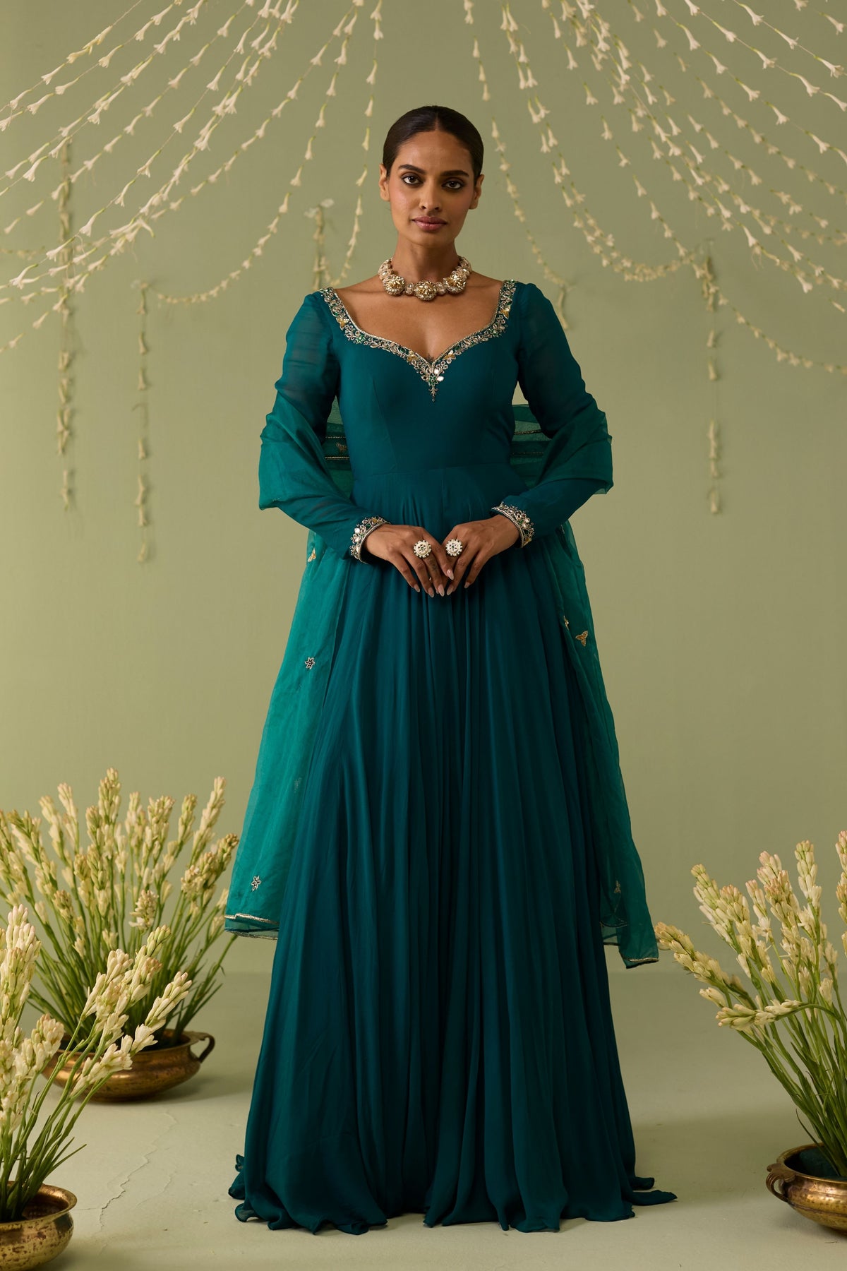 Teal Blue Anarkali Set