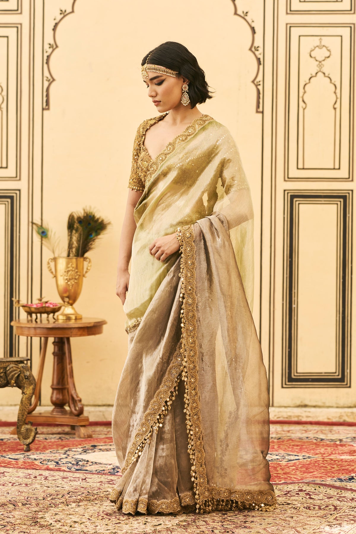Shyama Zardosi Saree Set