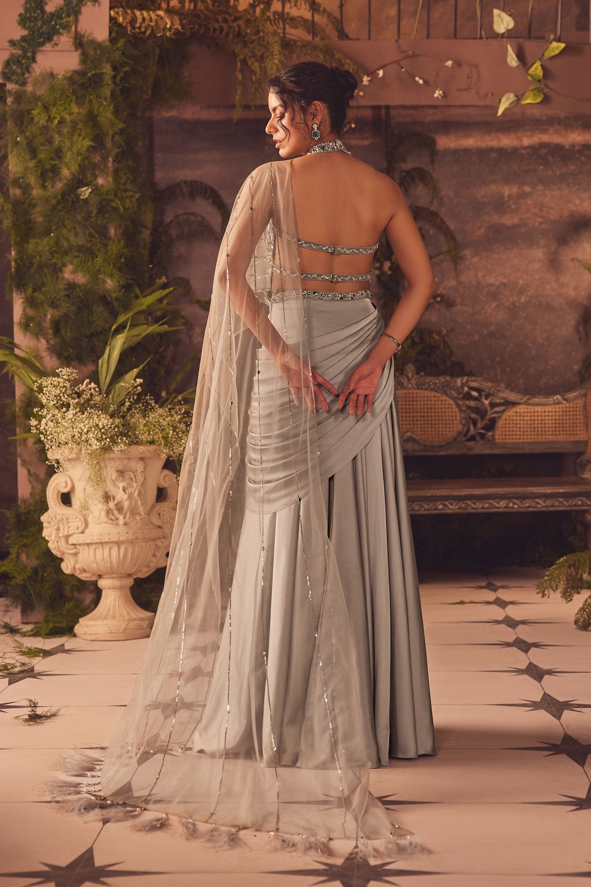 Grey Celine Draped Saree