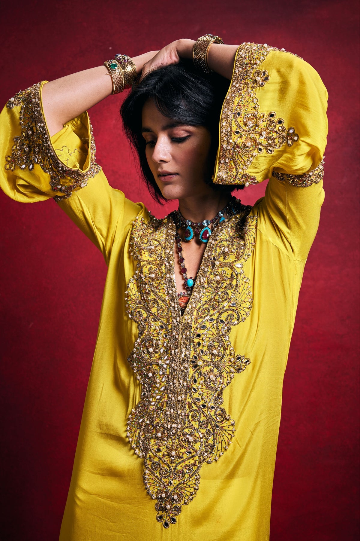 Yellow Fluid Kaftan