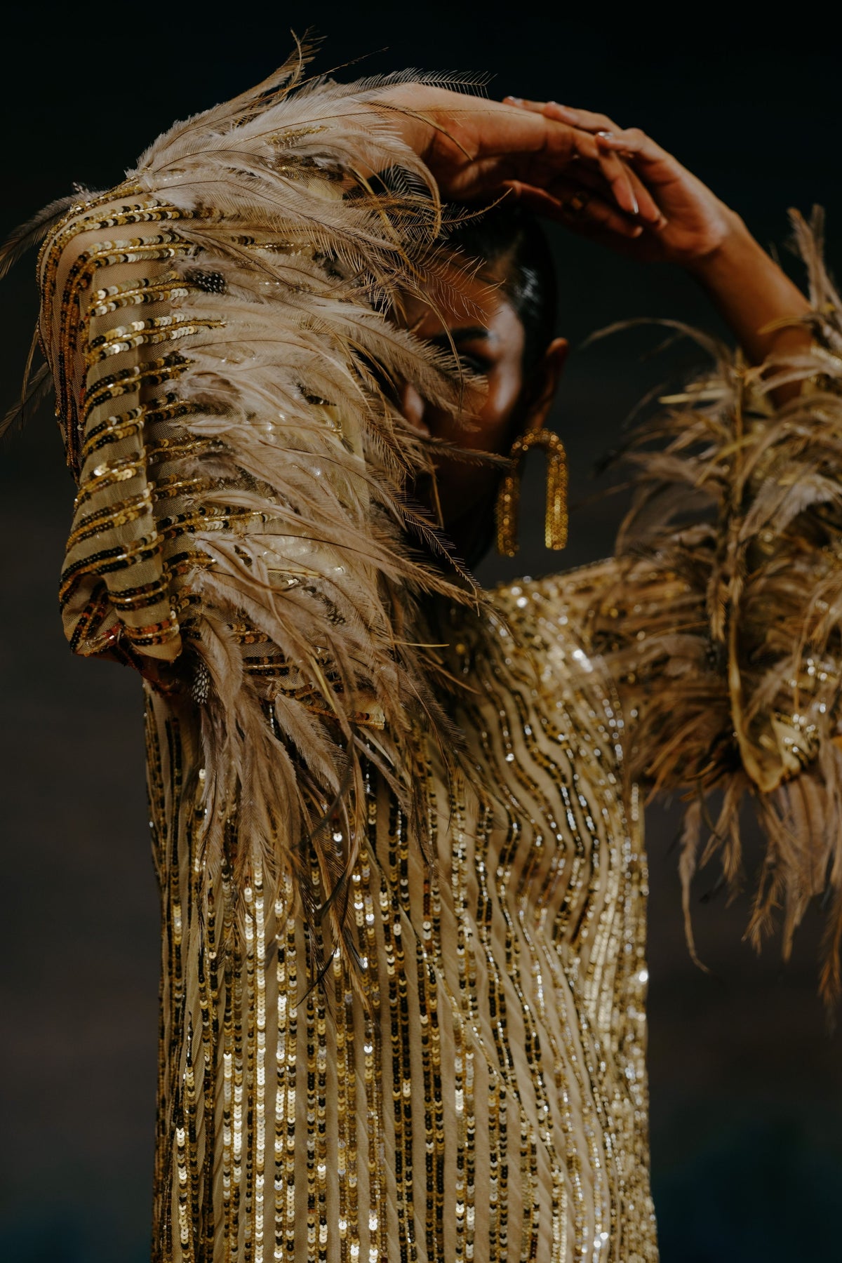 Bugle Beaded Gold Dress