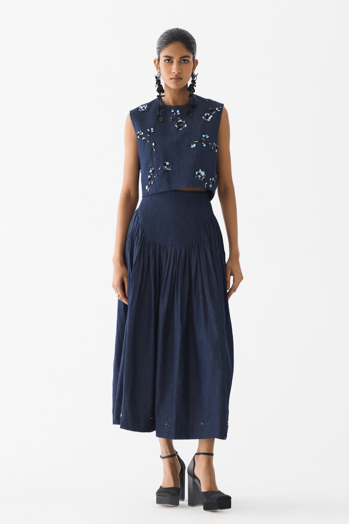 Calla Denim Crop Top & Skirt