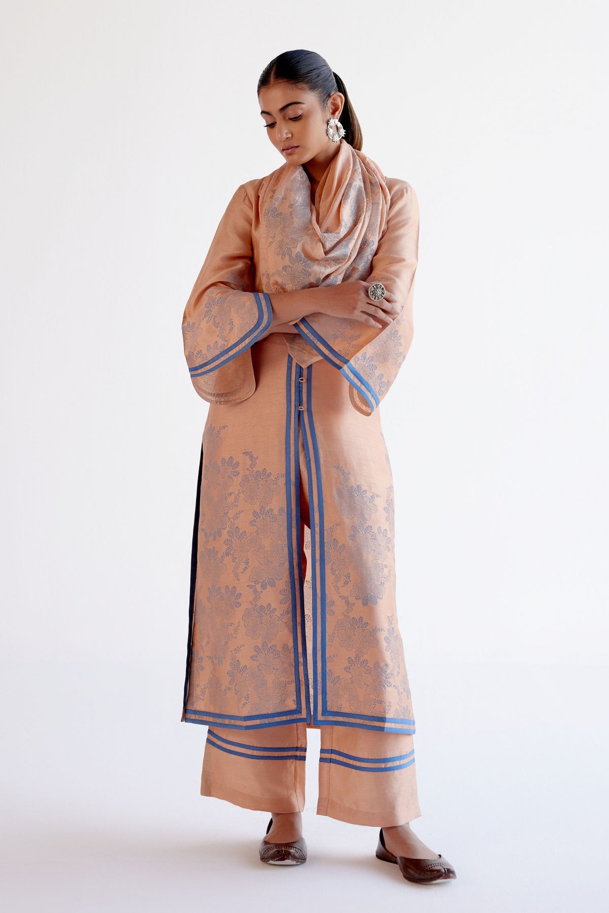 Caramel Block Print Kurta Set