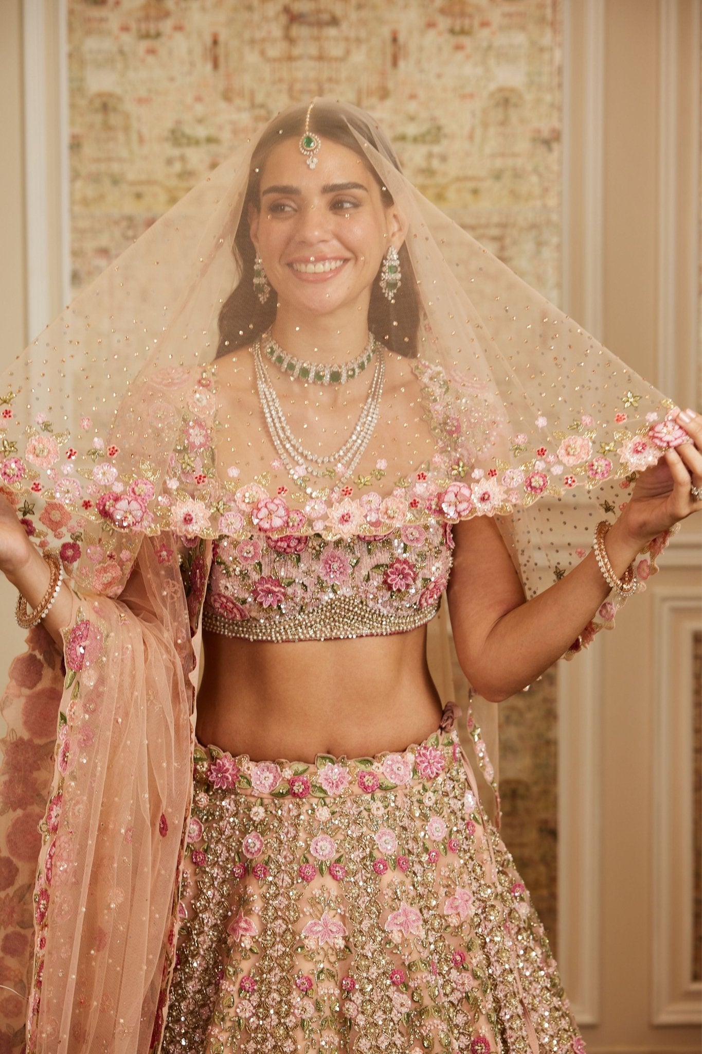 Ameera Pink Lehenga Set - Roqa - Elahe