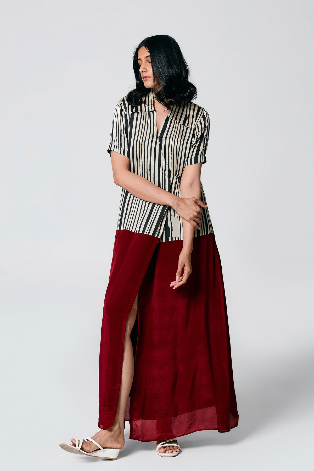 Multicolour Printed Stripes Dress