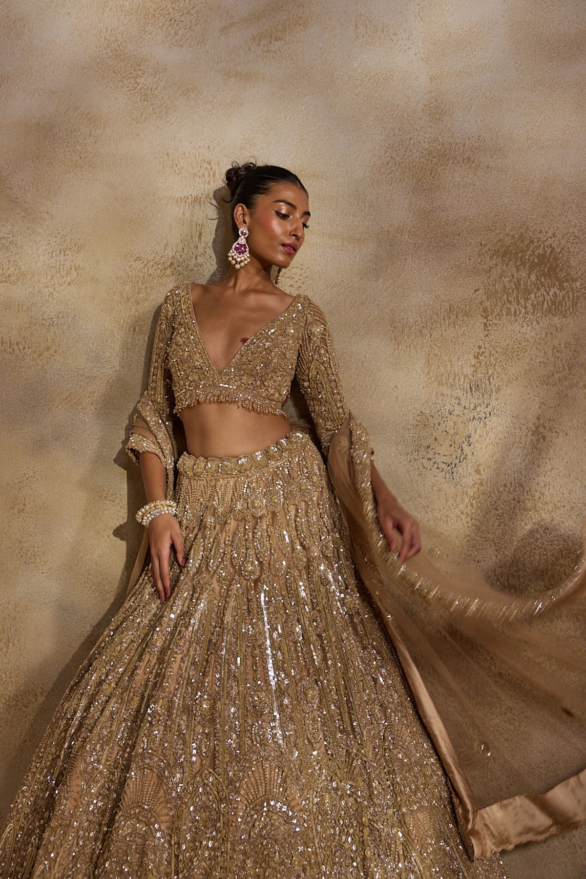 Champagne  Gold Lehenga Set