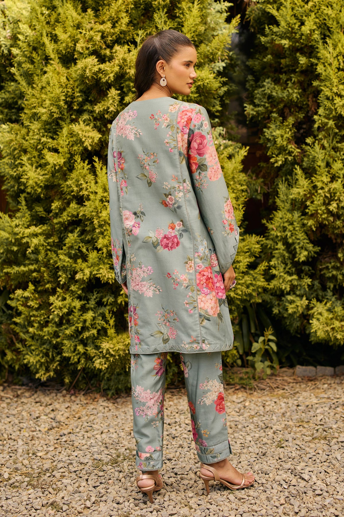 Sage Green Floral Print Kurta