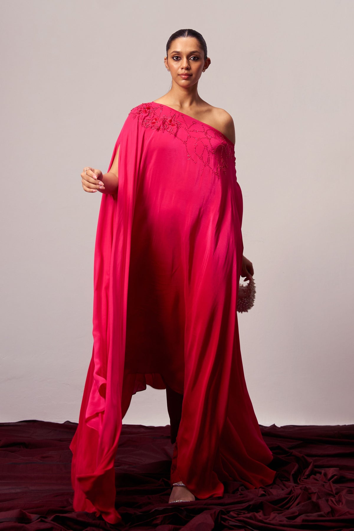 Rose Quartz One Shoulder Kaftan Set