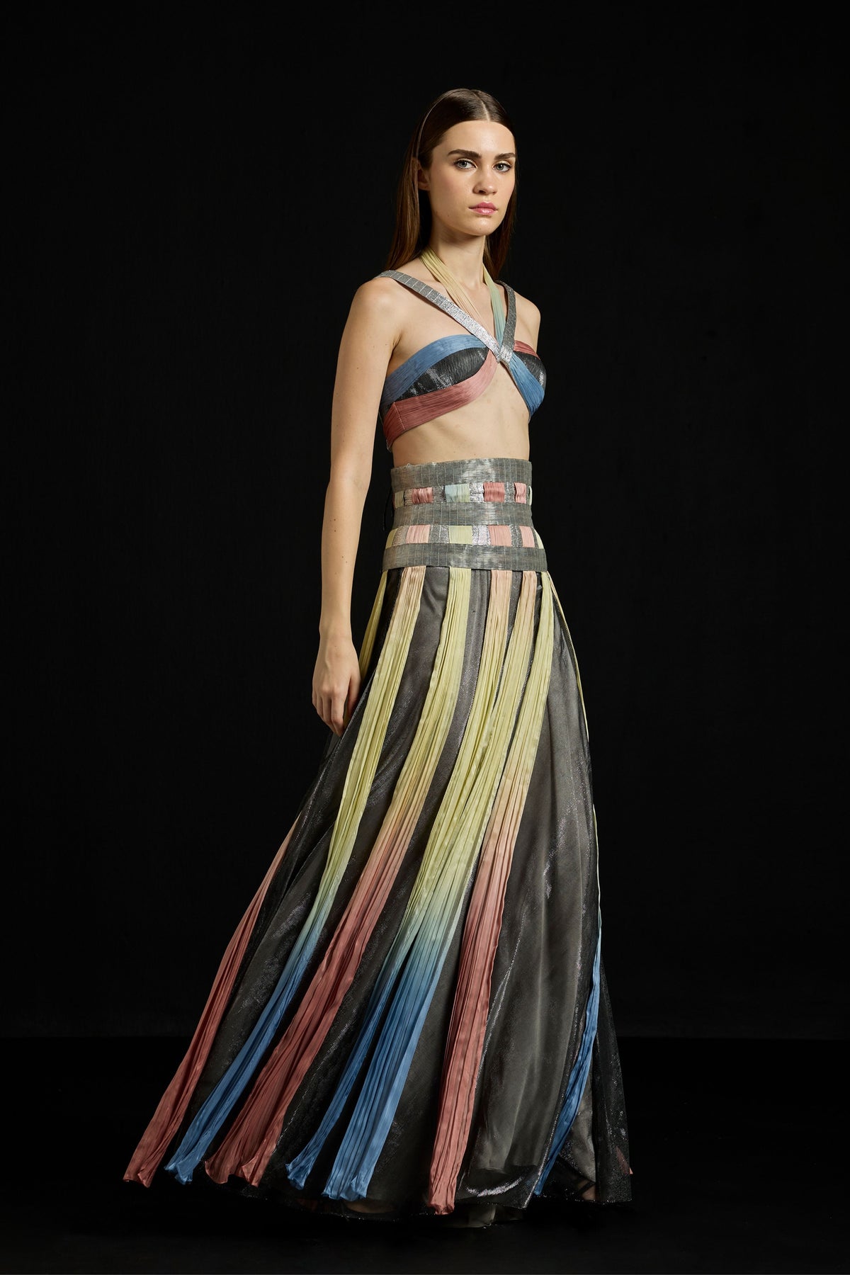 Multicolor Interwoven Halter Ensemble