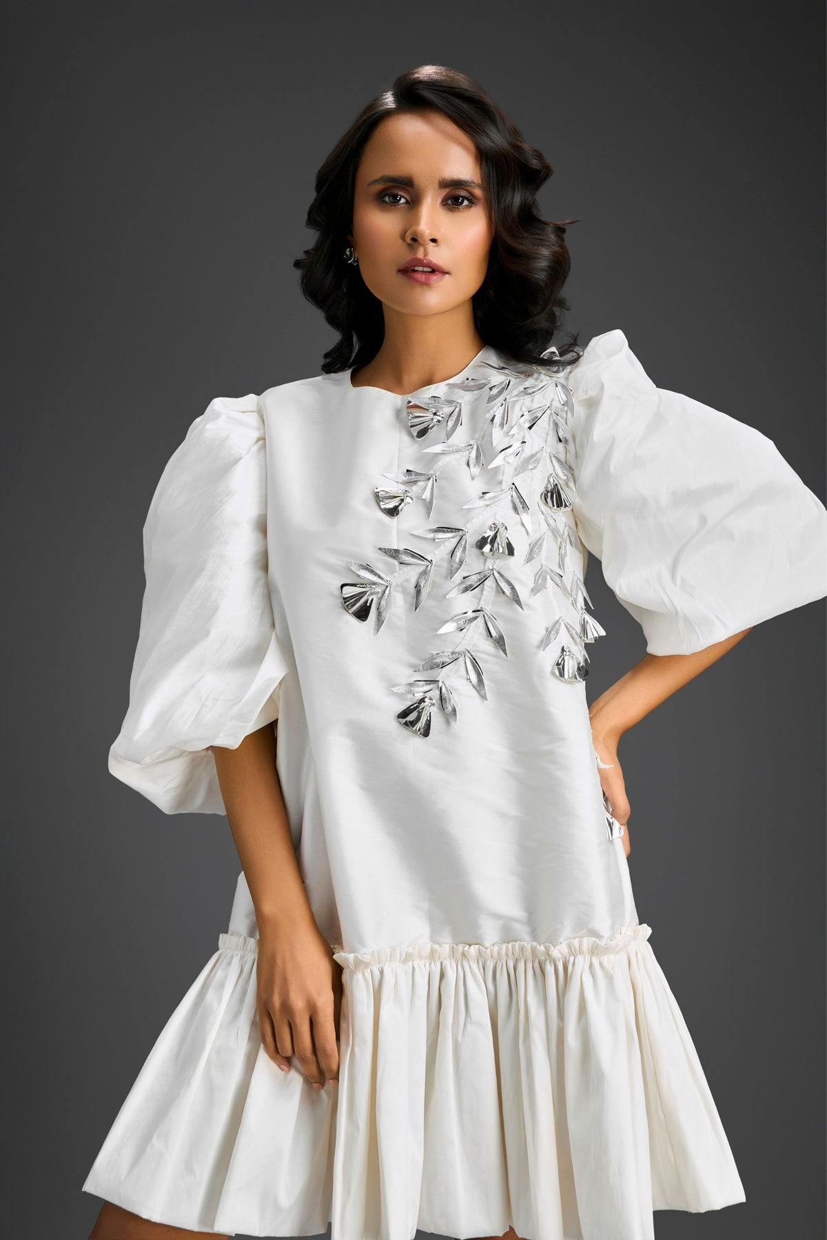 White Floral Embroidery Dress