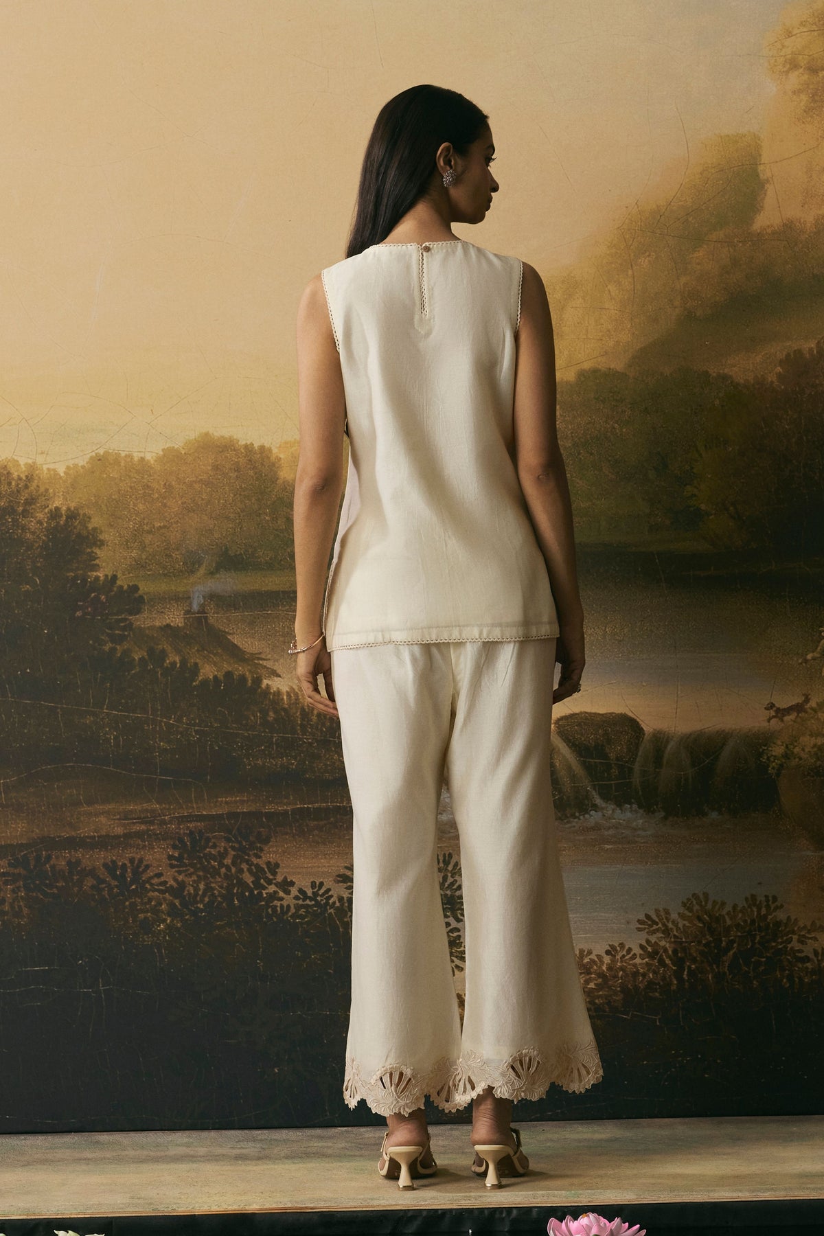 Ivory Floral Pants