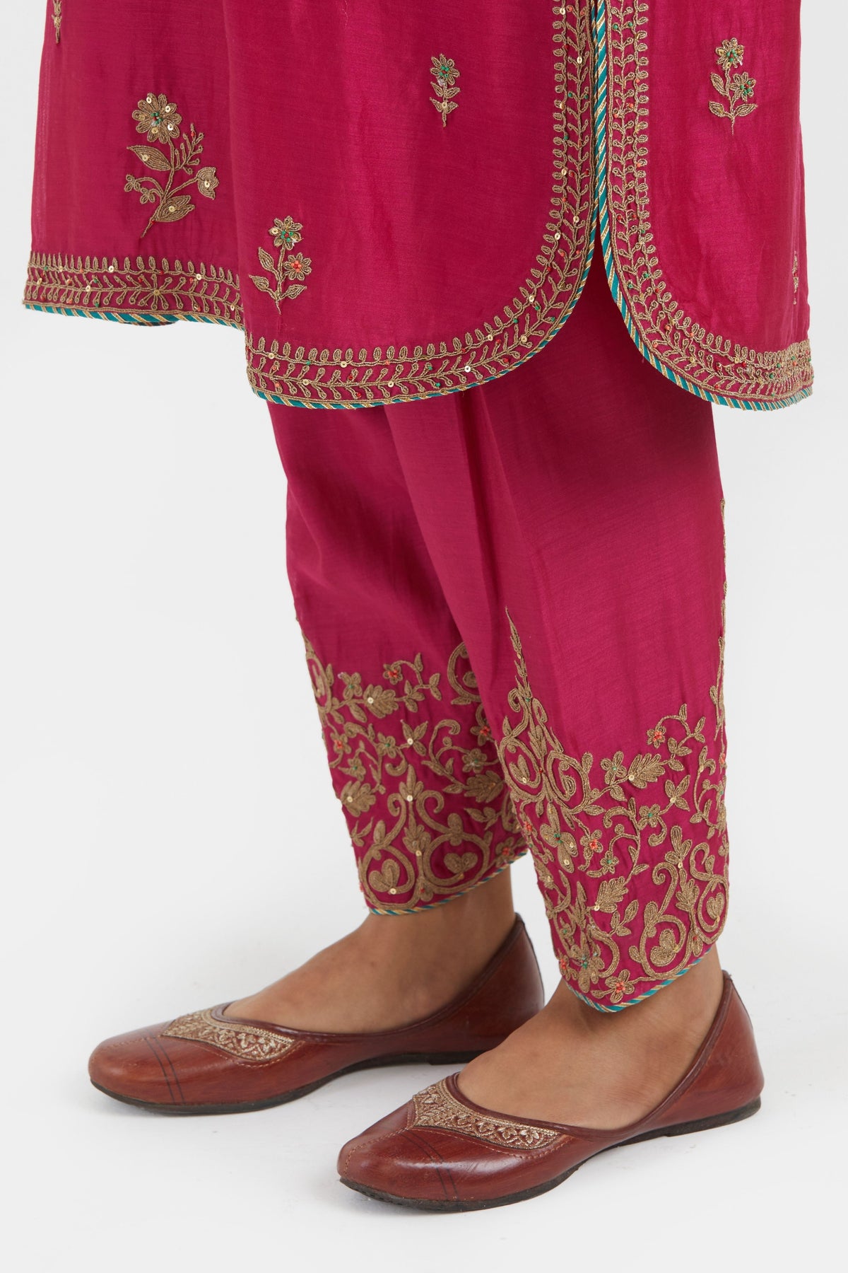 Fuchsia Chanderi Kurta Set