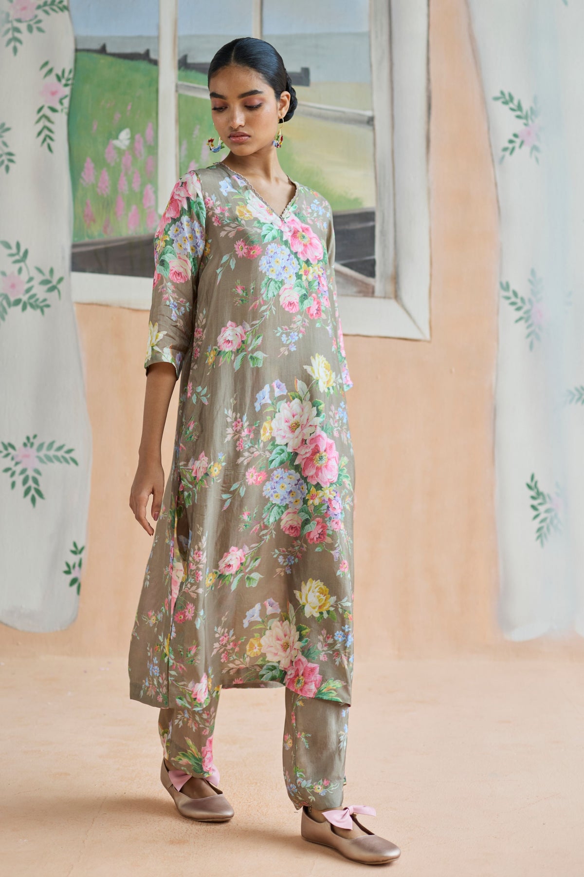 Mocha Long Kurta Set