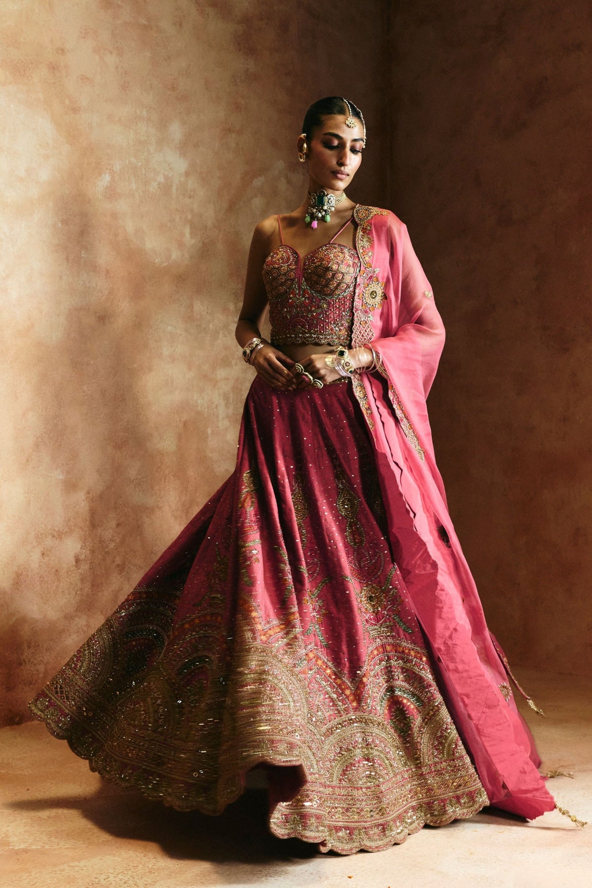 Carrot Zardozi Sindh Lehenga Set