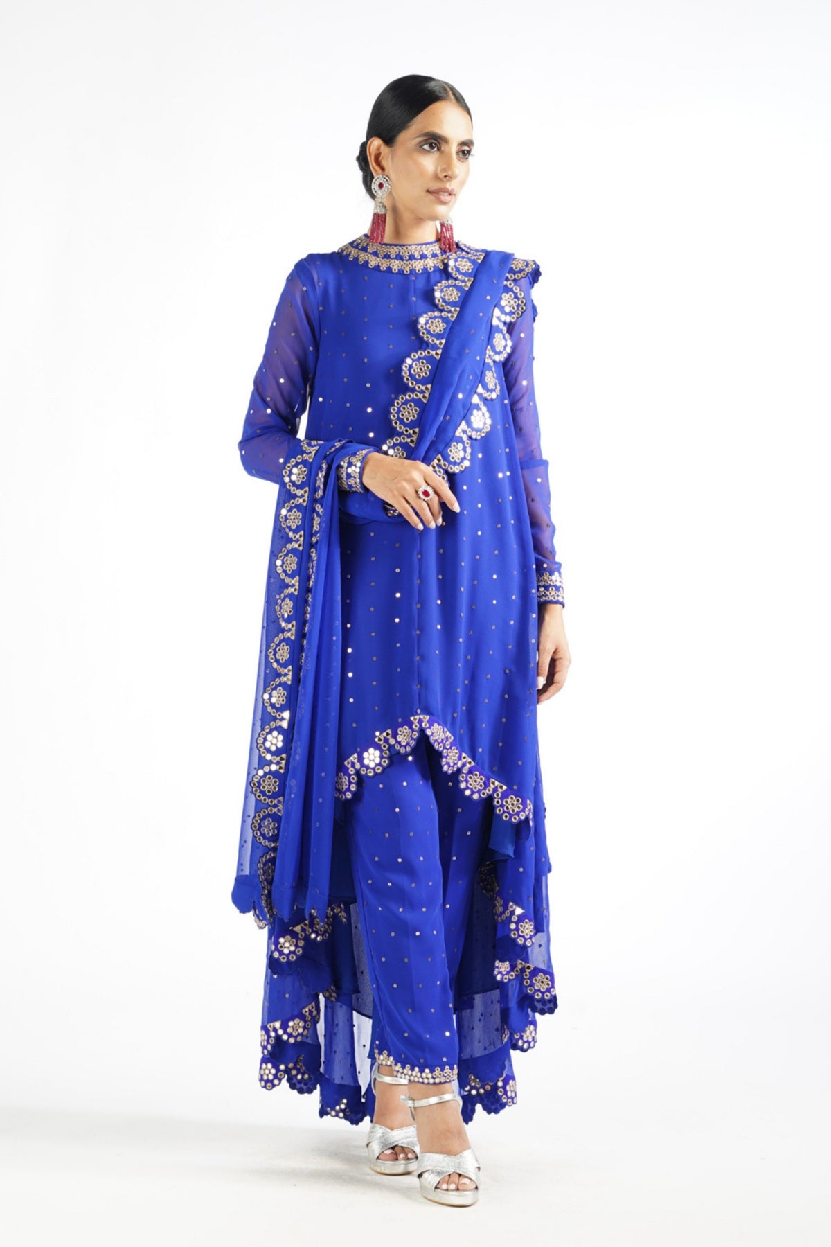 Royal Blue Scallop Kurta Set