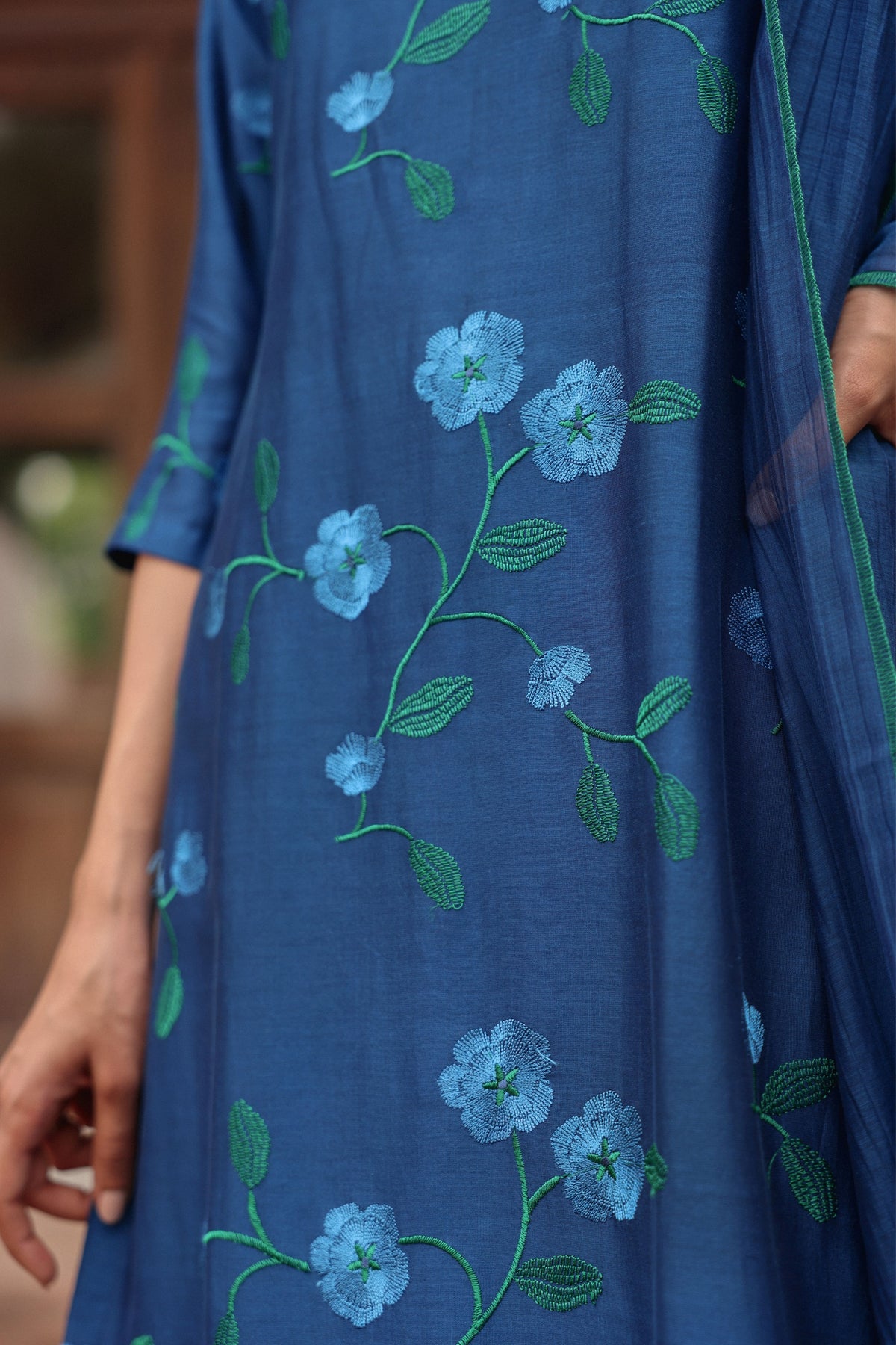 Indigo Embroidered Kurta Set
