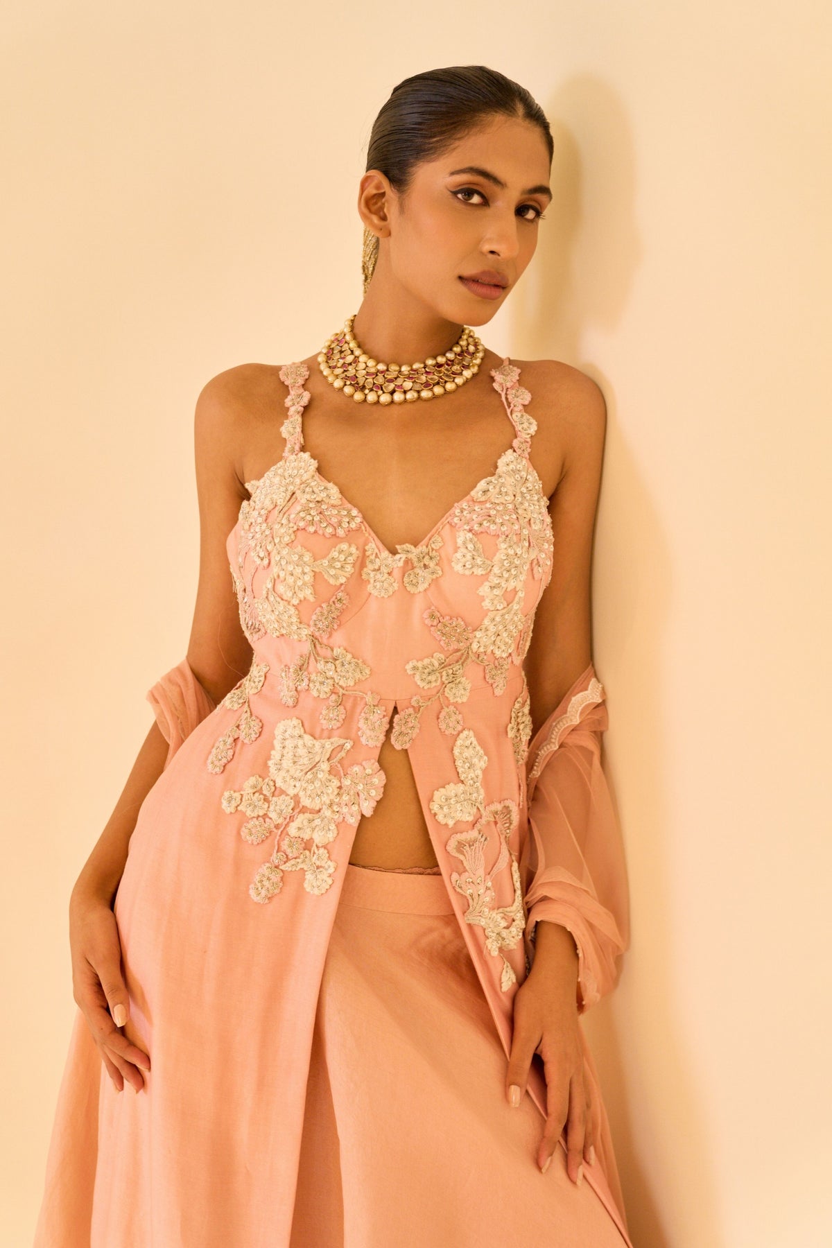 Peach Anarkali Set